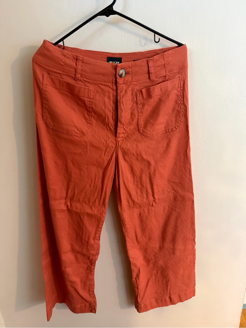 Maeve Anthropologie Colette Wide Leg Linen Blend Pants 29 Rust Orange Colorful